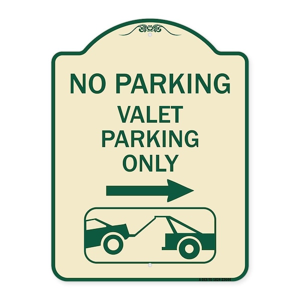 Signmission No Parking Valet Parking Only Heavy-Gauge Aluminum Architectural Sign, 24" x 18", TG-1824-23644 A-DES-TG-1824-23644 - main